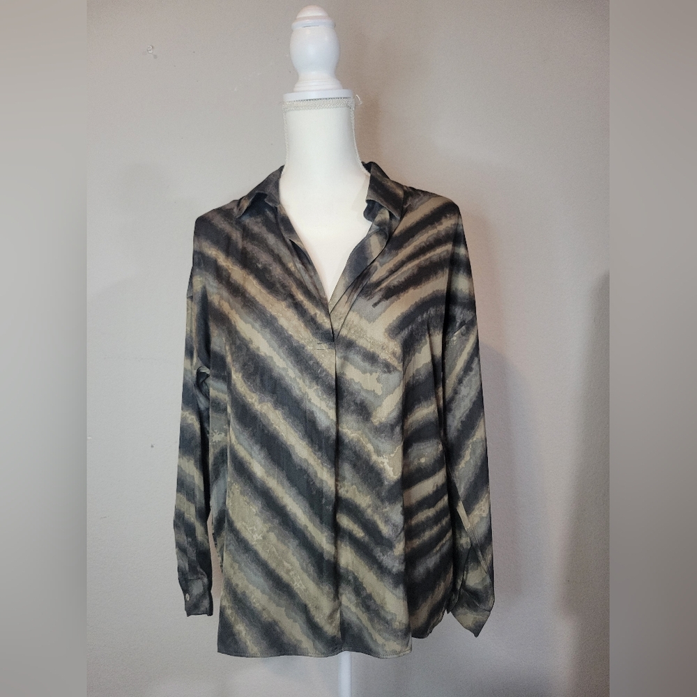 Striped Black and Tan Blouse